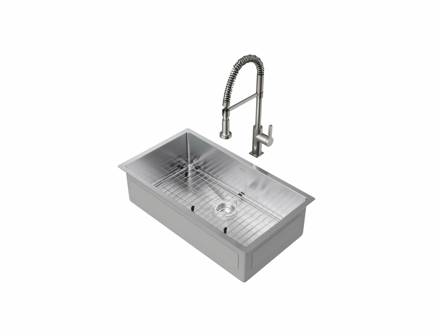 NewAge Products 32 In. Undermount Single Bowl Stainless Steel Sink With Coiled Pull Down Faucet 1 NewAge Products 32 In. Undermount Single Bowl Stainless Steel Sink With Coiled Pull Down Faucet