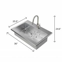 NewAge Products 36 In. Standard Sink With Classic Pull Down Faucet Shop Kitchen Sets