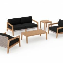 NewAge Products Lakeside 4 Seater Chat Set With Coffee Table And Side Table