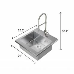 NewAge Products 24 In. Standard Sink With Flex Pull Down Faucet