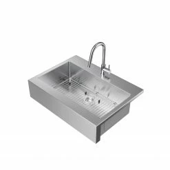 NewAge Products 36 In. Farmhouse Sink With Classic Pull Down Faucet 24 NewAge Products 36 In. Farmhouse Sink With Classic Pull Down Faucet