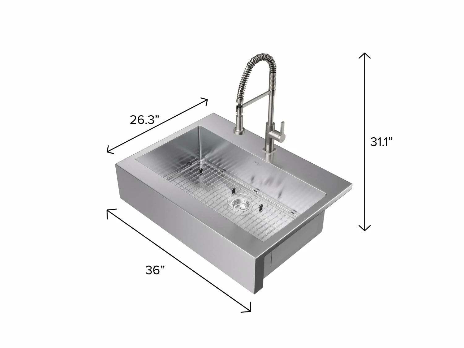 NewAge Products 36 In. Farmhouse Sink With Coiled Pull Down Faucet 2 NewAge Products 36 In. Farmhouse Sink With Coiled Pull Down Faucet