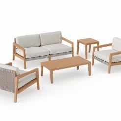 NewAge Products Lakeside 4 Seater Chat Set With Coffee Table And Side Table