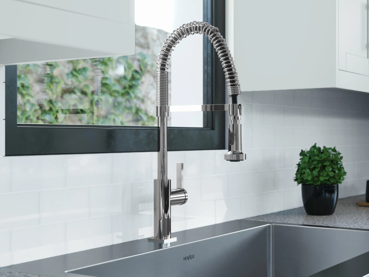 NewAge Products 36 In. Farmhouse Sink With Coiled Pull Down Faucet 4 NewAge Products 36 In. Farmhouse Sink With Coiled Pull Down Faucet