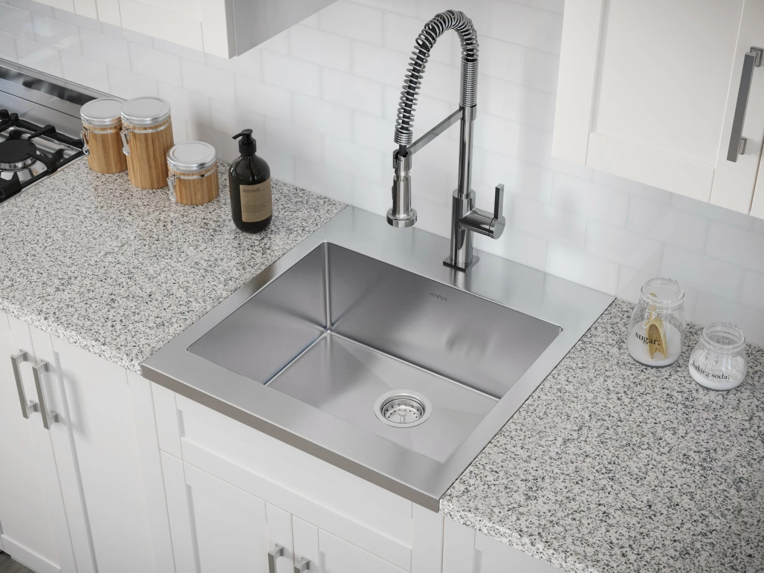 NewAge Products 24 In. Standard Sink With Coiled Pull Down Faucet Shop Kitchen Sets 11 NewAge Products 24 In. Standard Sink With Coiled Pull Down Faucet Shop Kitchen Sets