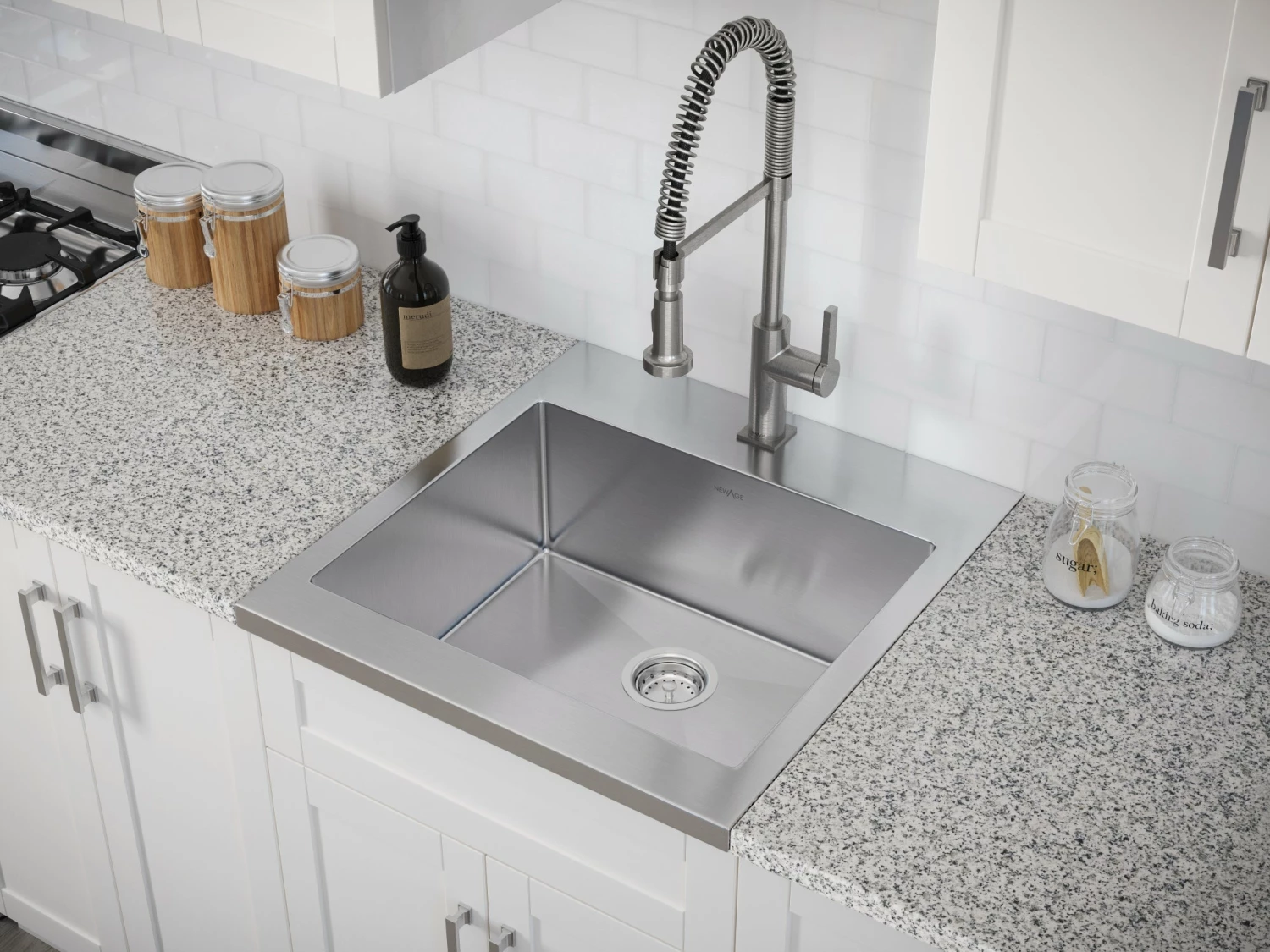 NewAge Products 24 In. Standard Sink With Coiled Pull Down Faucet Shop Kitchen Sets 3 NewAge Products 24 In. Standard Sink With Coiled Pull Down Faucet Shop Kitchen Sets