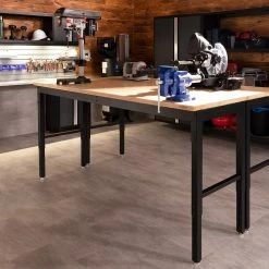 None Pro Series 66 In. Workbench With Bamboo Worktop Garage Storage
