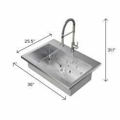 NewAge Products 36 In. Standard Sink With Coiled Pull Down Faucet