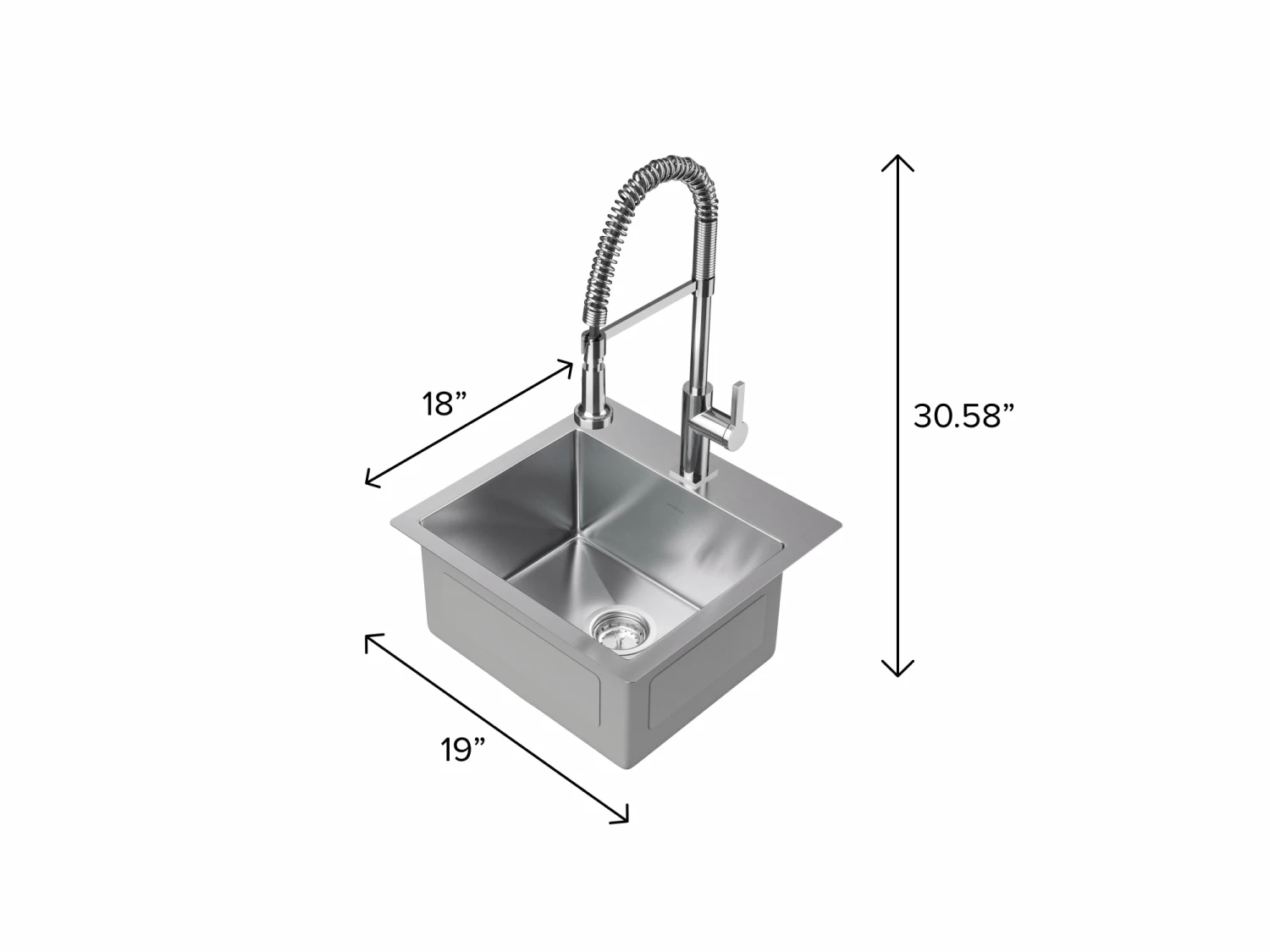 NewAge Products 19 In. Overmount Single Bowl Stainless Steel Sink With Coiled Pull Down Faucet Shop Kitchen Sets 10 NewAge Products 19 In. Overmount Single Bowl Stainless Steel Sink With Coiled Pull Down Faucet Shop Kitchen Sets