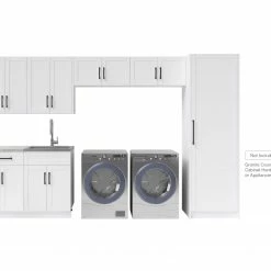 NewAge Products Laundry Room Cabinets Home Laundry Room 9 Piece Cabinet Set With Single Drawer Cabinet, Sink And Faucet
