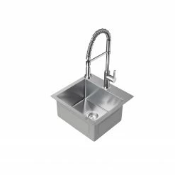 NewAge Products 19 In. Overmount Single Bowl Stainless Steel Sink With Coiled Pull Down Faucet Shop Kitchen Sets 24 NewAge Products 19 In. Overmount Single Bowl Stainless Steel Sink With Coiled Pull Down Faucet Shop Kitchen Sets