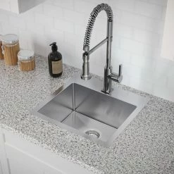 NewAge Products 19 In. Overmount Single Bowl Stainless Steel Sink With Coiled Pull Down Faucet Shop Kitchen Sets 26 NewAge Products 19 In. Overmount Single Bowl Stainless Steel Sink With Coiled Pull Down Faucet Shop Kitchen Sets