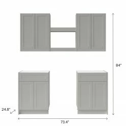 NewAge Products Home Bar 6 Piece Cabinet Set With Single Drawer Cabinets And Shelves - 24 Inch