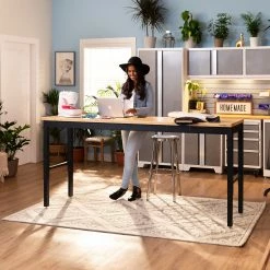 None Pro Series 66 In. Workbench With Bamboo Worktop Garage Storage