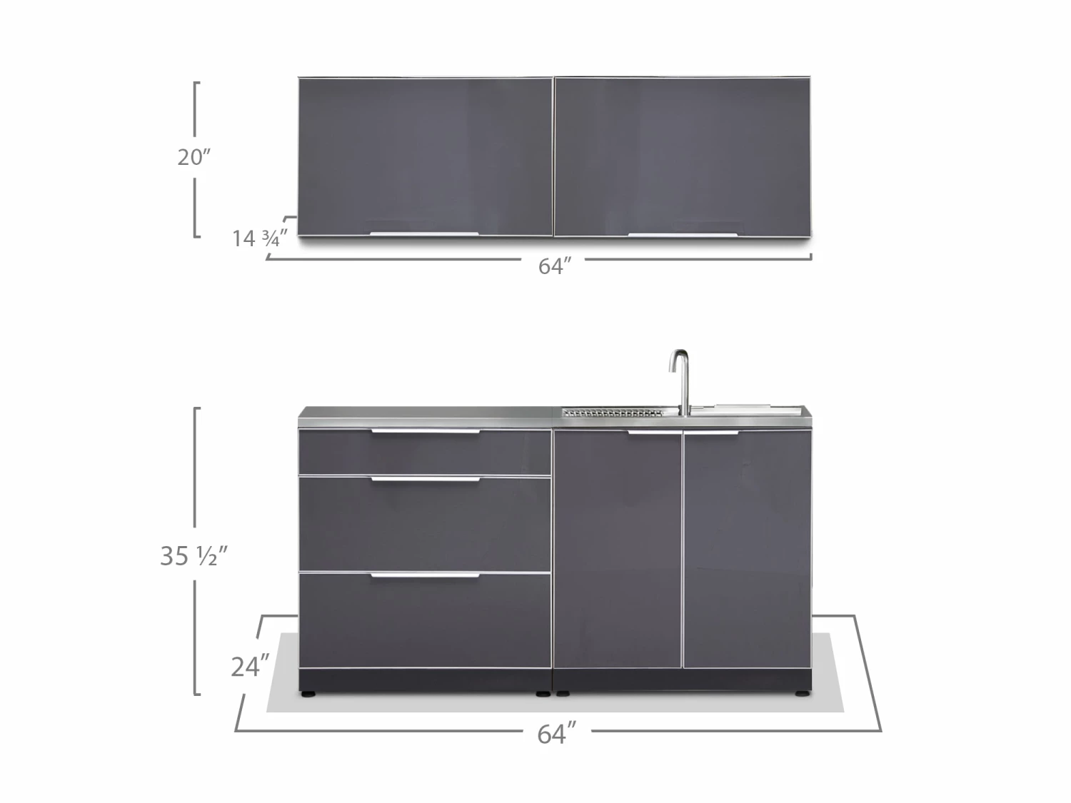 NewAge Products Outdoor Kitchen Aluminum 4 Piece Cabinet Set 4 NewAge Products Outdoor Kitchen Aluminum 4 Piece Cabinet Set