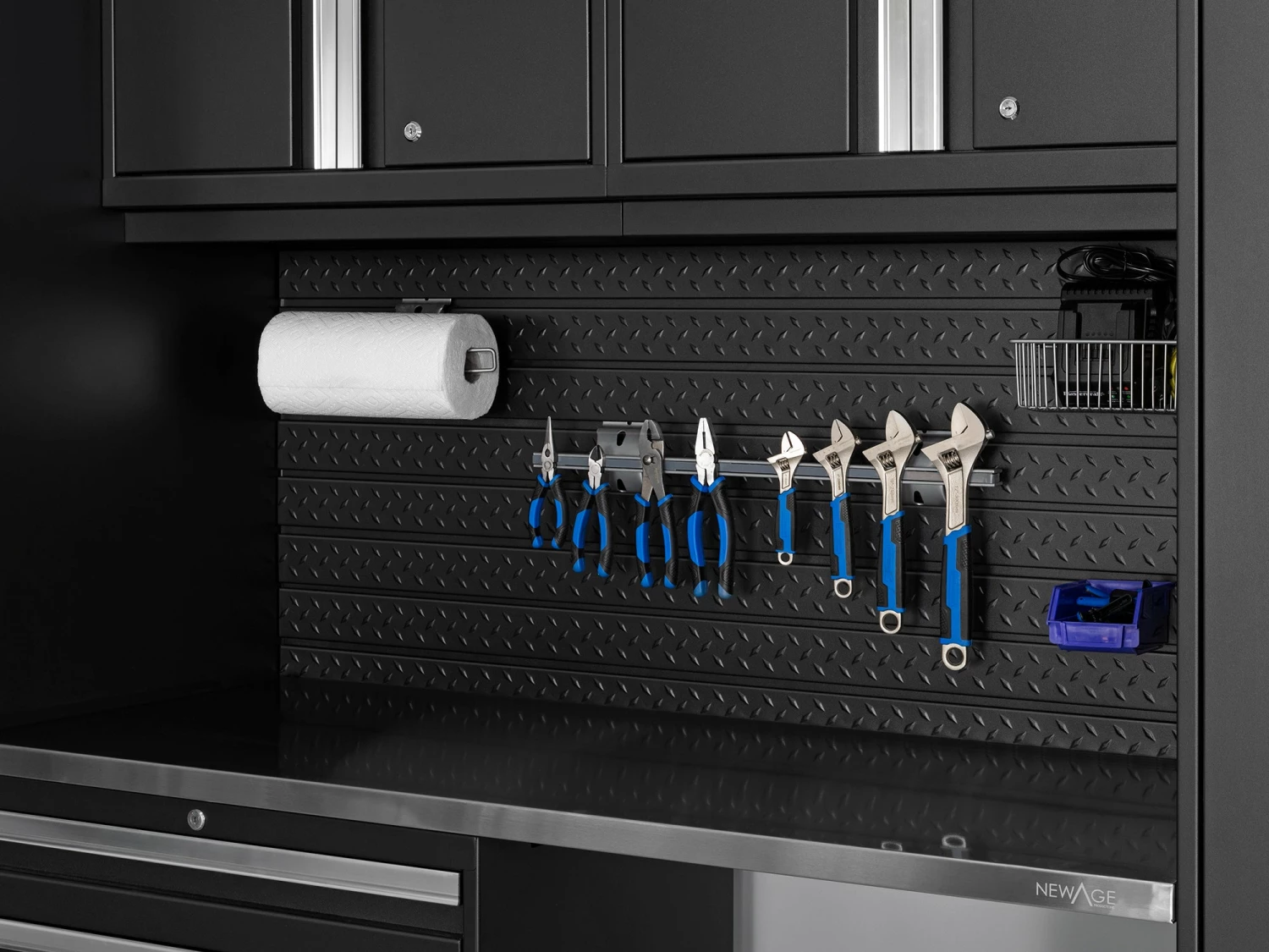 NewAge Products 2 X 56" Pro 3.0 Series Diamond Plate Slatwall Backsplash 10 NewAge Products 2 X 56" Pro 3.0 Series Diamond Plate Slatwall Backsplash