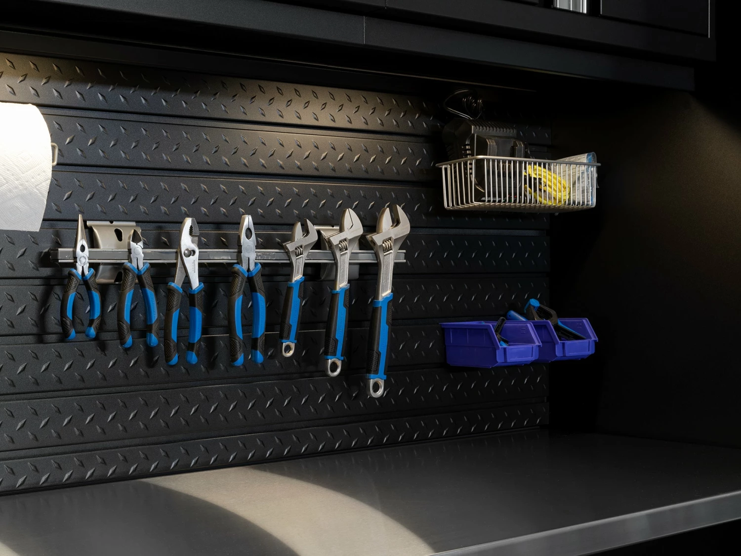 NewAge Products 2 X Pro Series 56 In. Diamond Plate Slatwall Backsplash Wall Organization 16 NewAge Products 2 X Pro Series 56 In. Diamond Plate Slatwall Backsplash Wall Organization