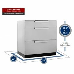 None Outdoor Kitchen Stainless Steel 3-Drawer Cabinet